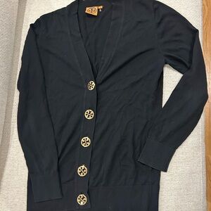 Tory Burch Black Cardigan with Gold Accents